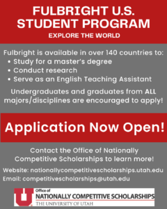 Fulbright U.S. Student Scholarship 2026 at the University of Utah Now Open for Applications